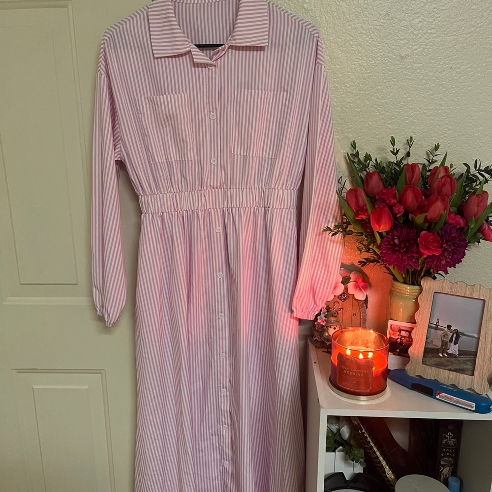 SHEIN Pink Striped Maxi Dress